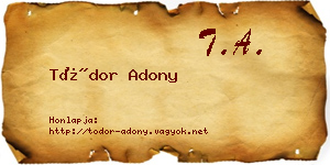 Tódor Adony névjegykártya